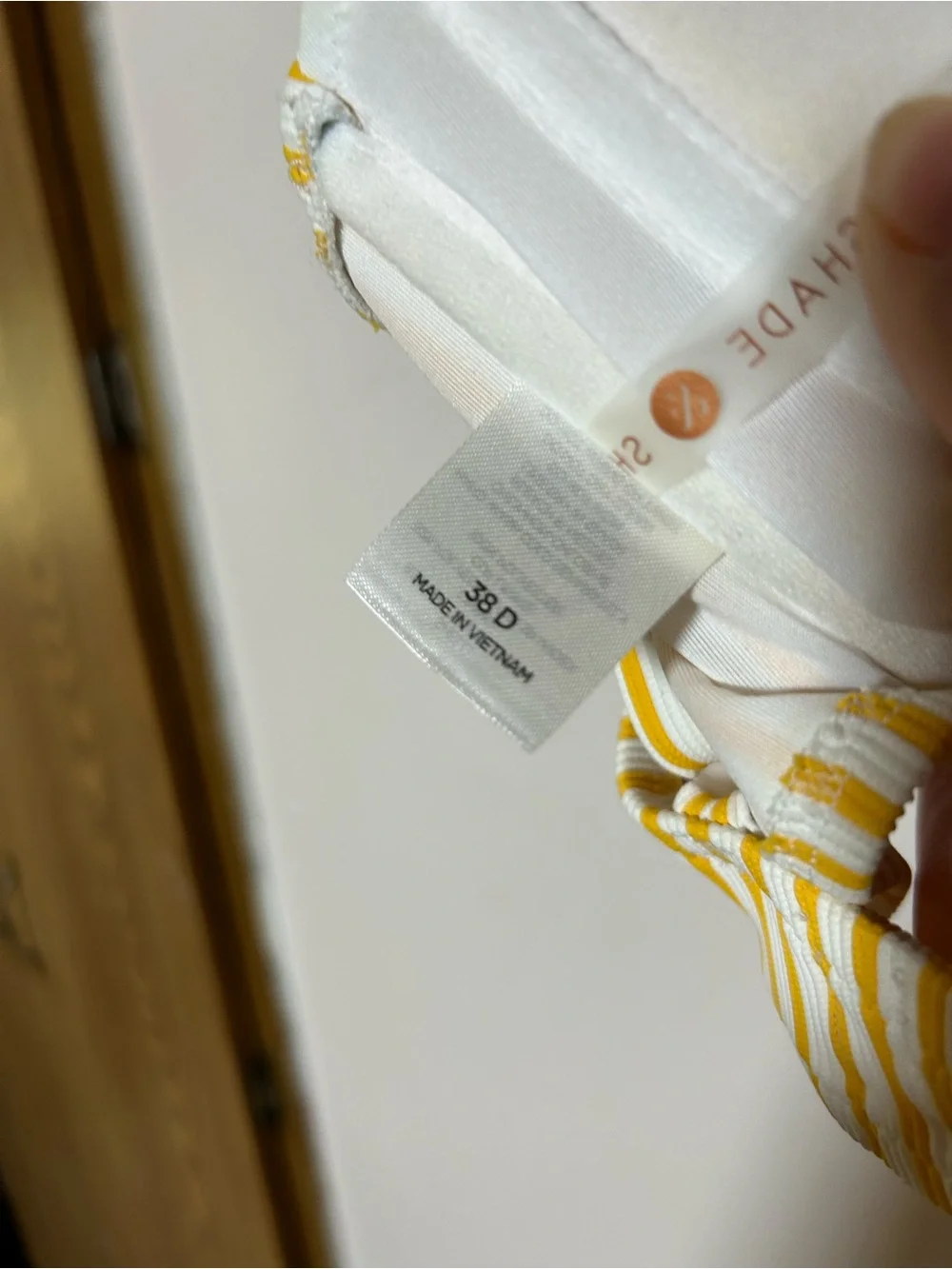 Striped Yellow & White Bikini Top Size 38D - Picture 5 of 9